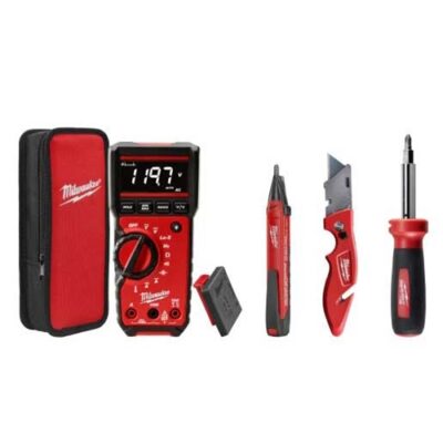 Milwaukee 2220-20 Electrical Combo Kit – Multimeter, Voltage Detector, Utility Knife, 11 in 1 Screwdriver