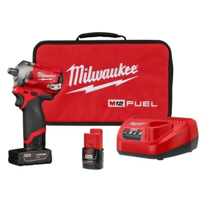 Milwaukee 2555-22 M12 FUEL Stubby 1/2″ Impact Wrench Kit