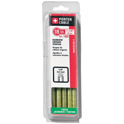 Porter Cable PNS18125 18 Ga Narrow Crown Staple, 1/4″Crn 1-1/4″ Long (5000 Pk)