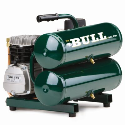 Rolair FC2002 The Bull 2 HP 4.3 Gal Twin Stack Compressor with Overload Protection and Manual Reset