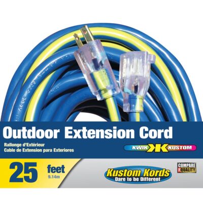 VOLTEC 05-00347 25′ 12/3 ug ext.cord (12) blue/yellow stripe