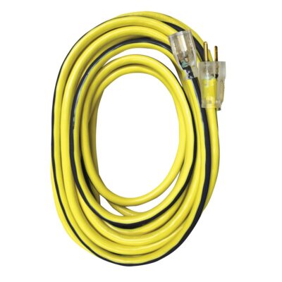 VOLTEC 05-00365 50′ 12/3 SJTW Yellow/Black Extension Cord with Lighted Ends