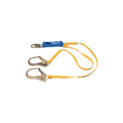 Werner C411200 6′ DeCoil Twinleg Lanyard, Snap Hook, Rebar Hook, 1″ Web