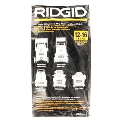 RIDGID 23743Model VF3502 High Efficiency Dust Filter Bag (2EA) FITS 12-16 GAL