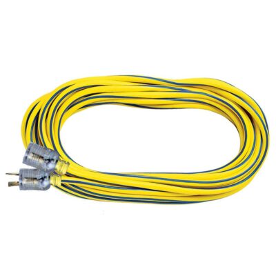 VOLTEC 05-00131 100′ 12/3 Extension Cord 300V Yellow and Blue with Clear Ends